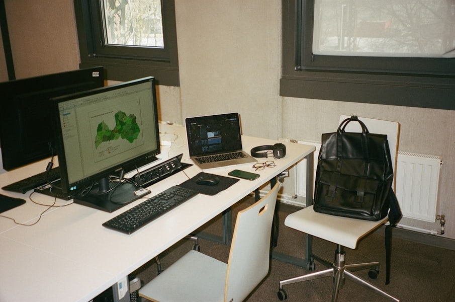 Modern workspace with technology